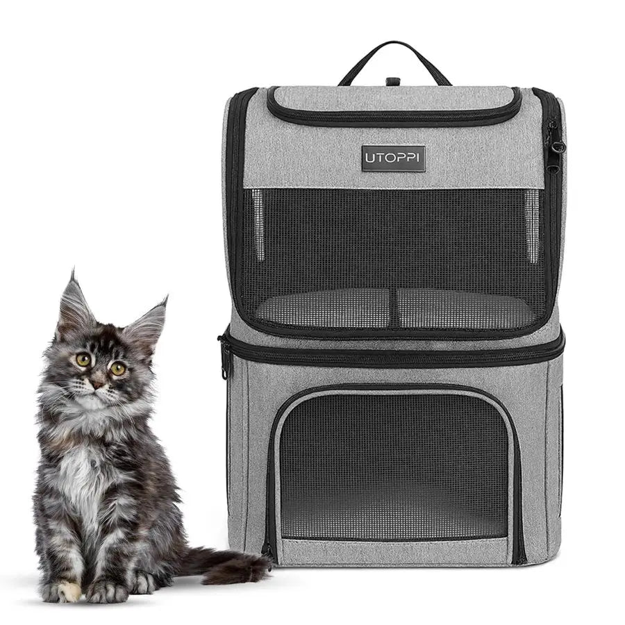 Breathable Foldable Cat And Small Dog Backpack Carrier For Two