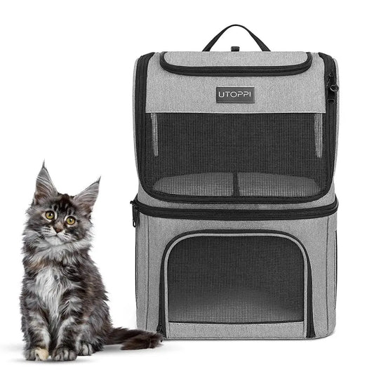 Breathable Foldable Cat And Small Dog Backpack Carrier For Two