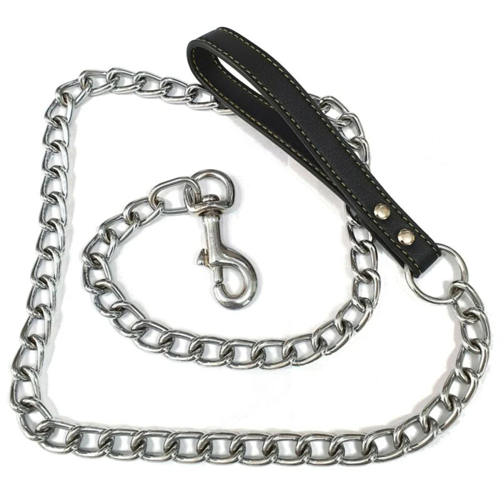 YTYINCN Metal Chain Dog Lead With Leather Style Handle