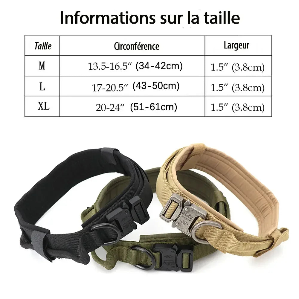 Heavy Duty Tactical Dog Collar With Handle Nylon Training