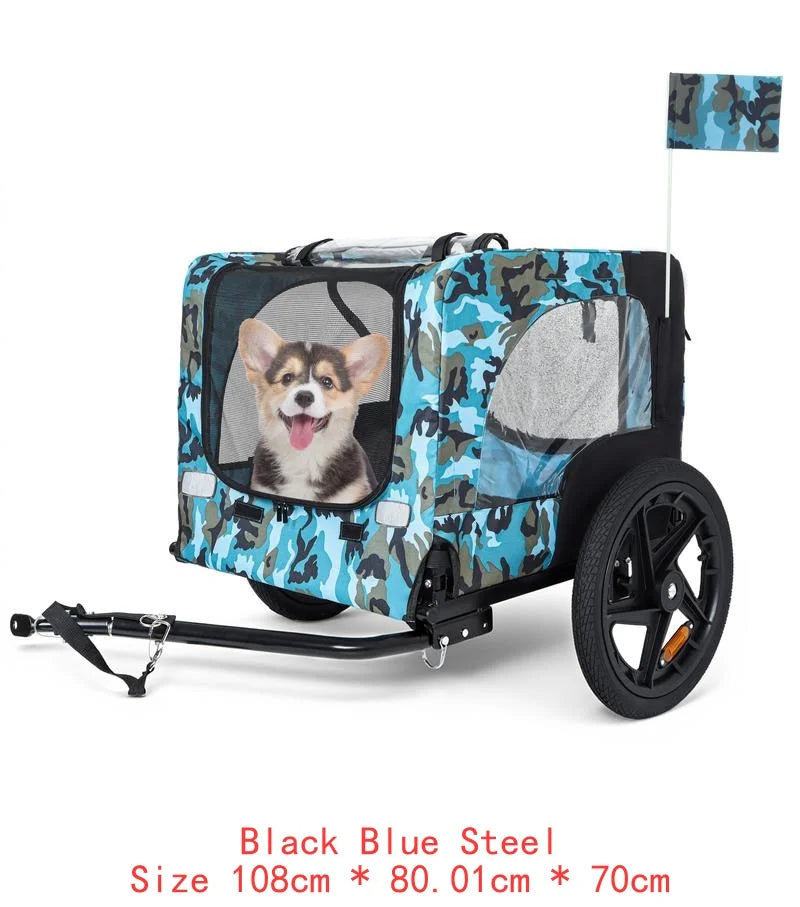 Heavy Duty Collapsible Pet Bike Trailer With All Terrain Wheels
