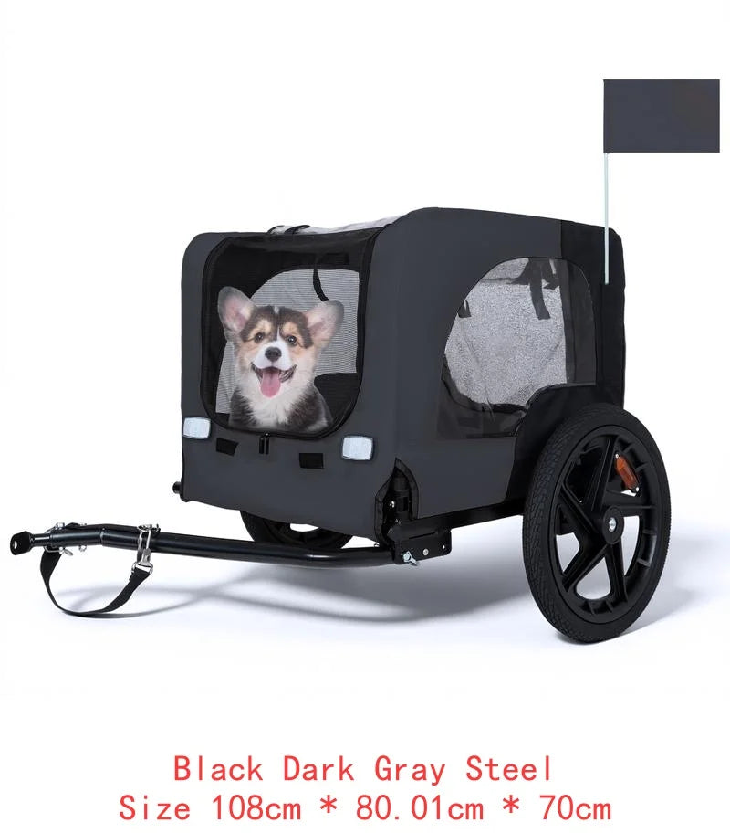 Heavy Duty Collapsible Pet Bike Trailer With All Terrain Wheels