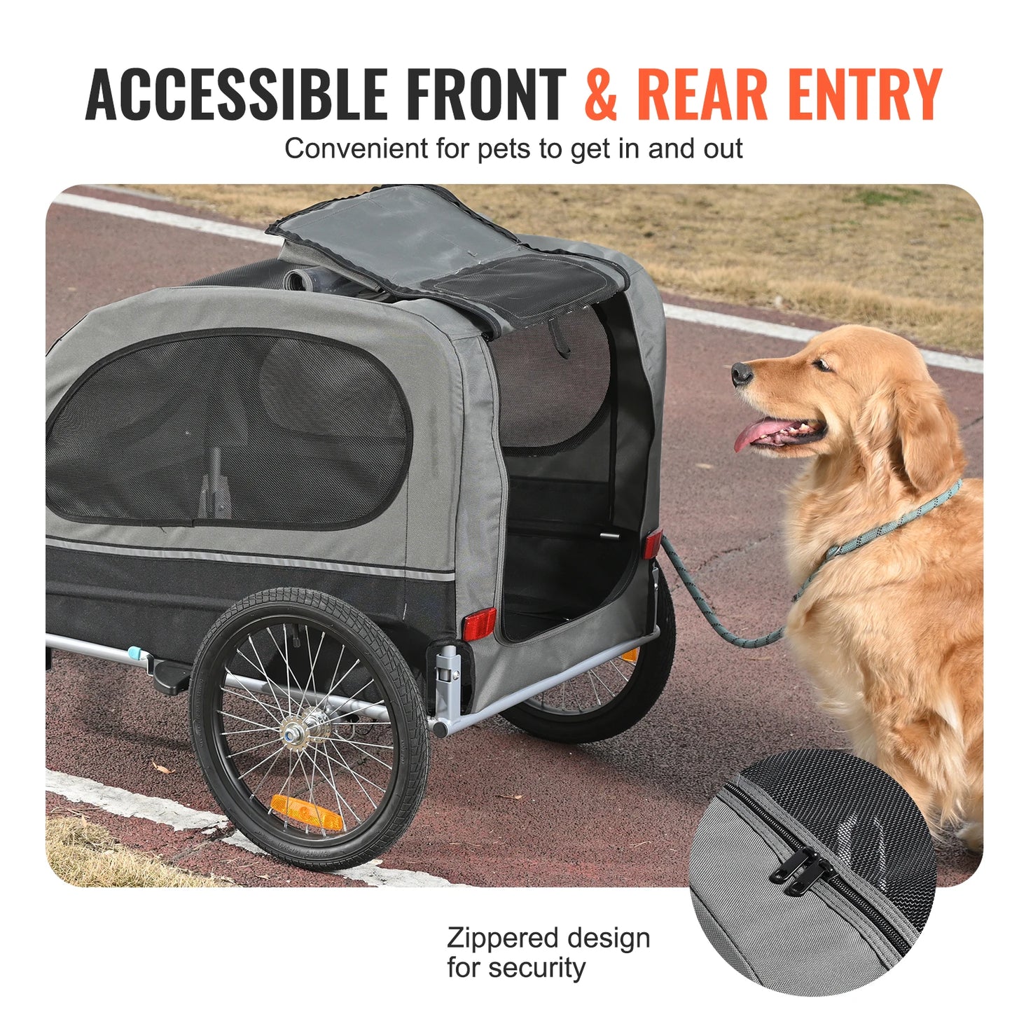 SucceBuy Dog Bike Trailer With Wheels And Reflectors