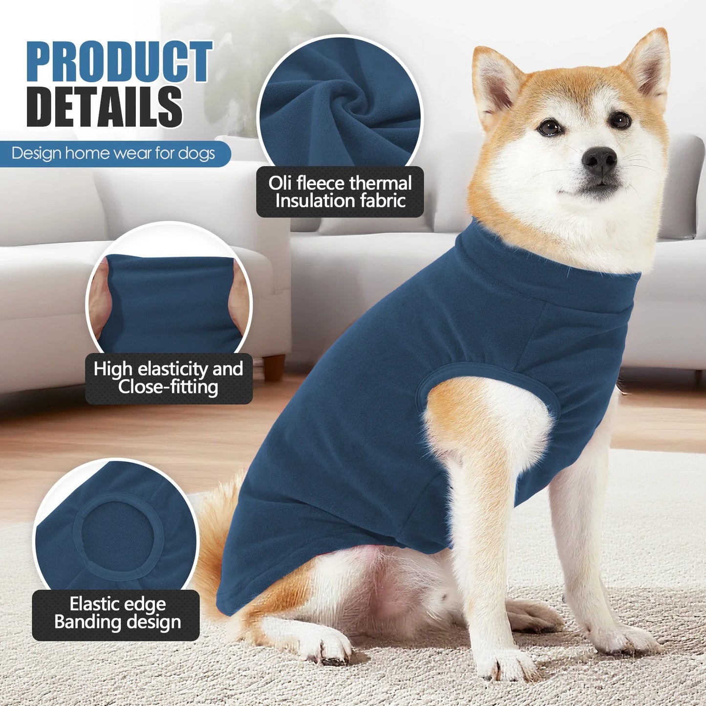 Fleece Dog Sweater Stretchy Pullover Soft Jacket For Dogs