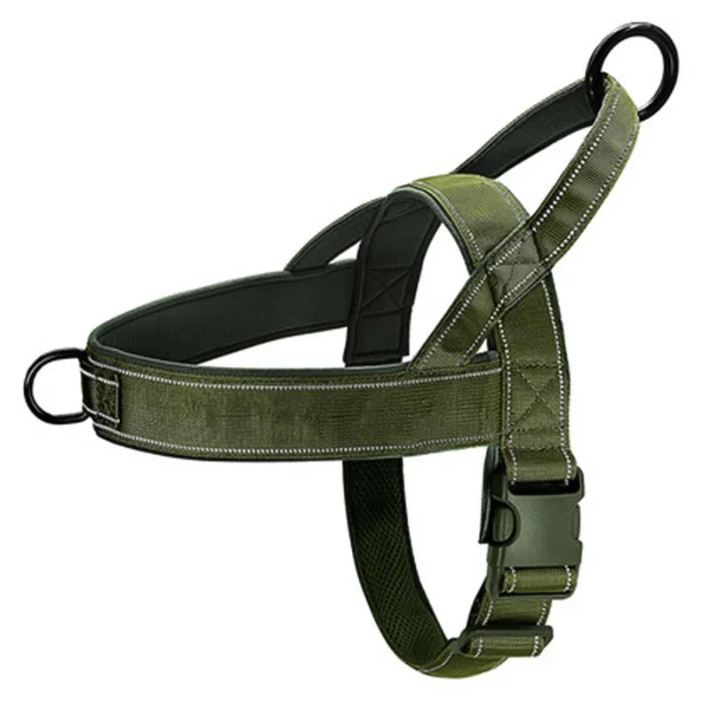 Tactical Anti Pull Dog Harness Nylon Adjustable With Handle
