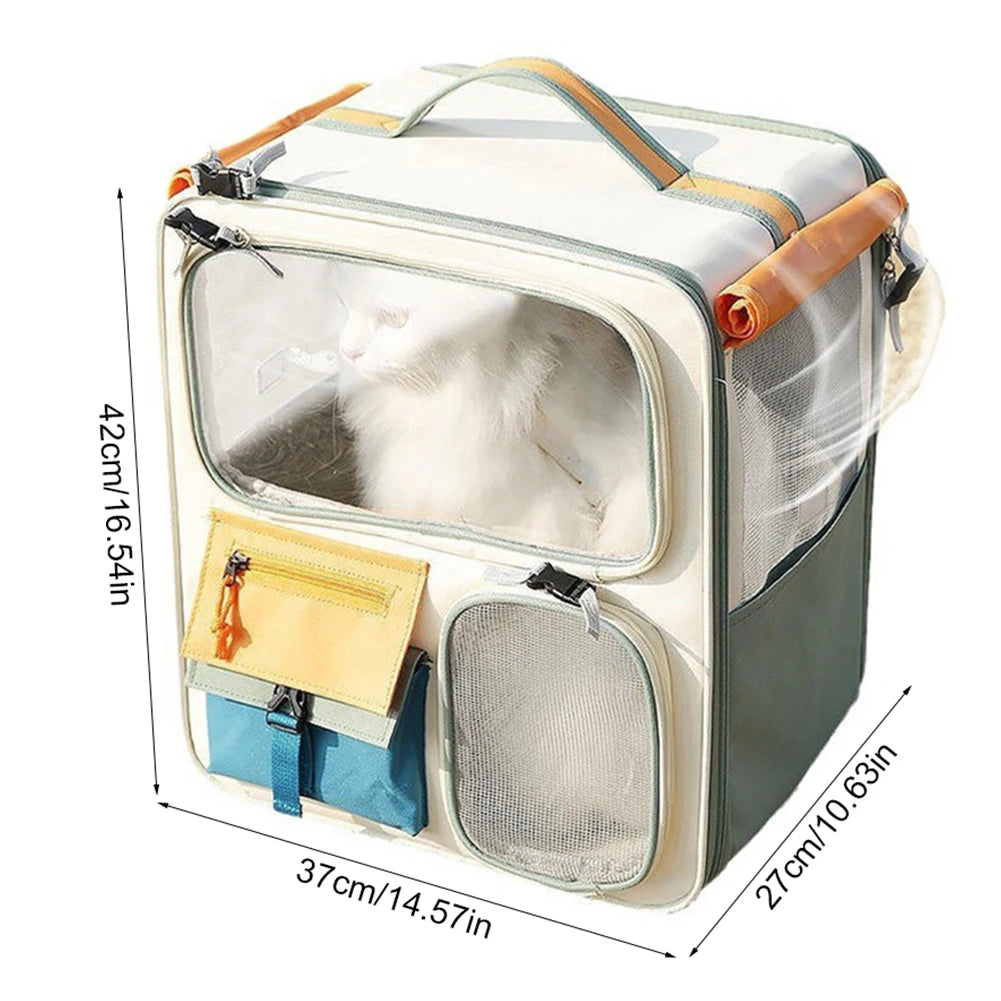 Shunmaii Dog Cat Travel Carrier Backpack Ventilated Mesh Transparent Window