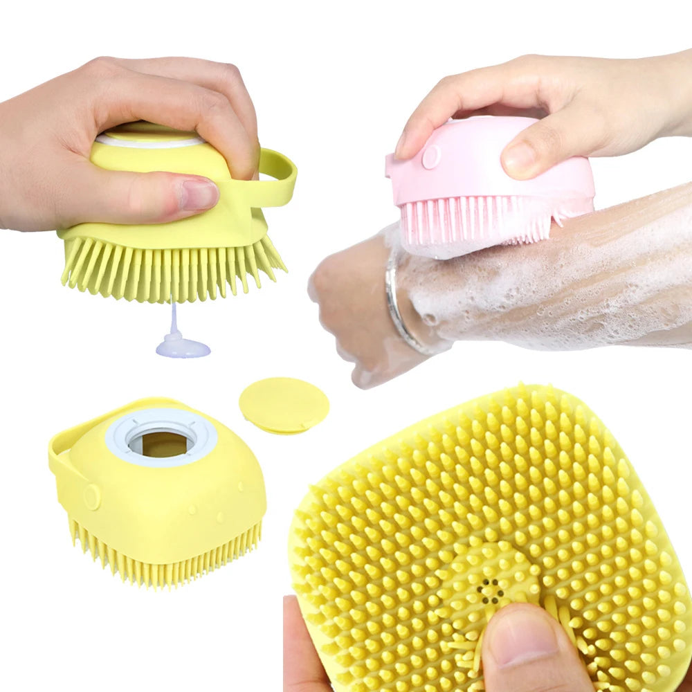 Pet Bath Brush Two In One Silicone Grooming Comb For Dogs