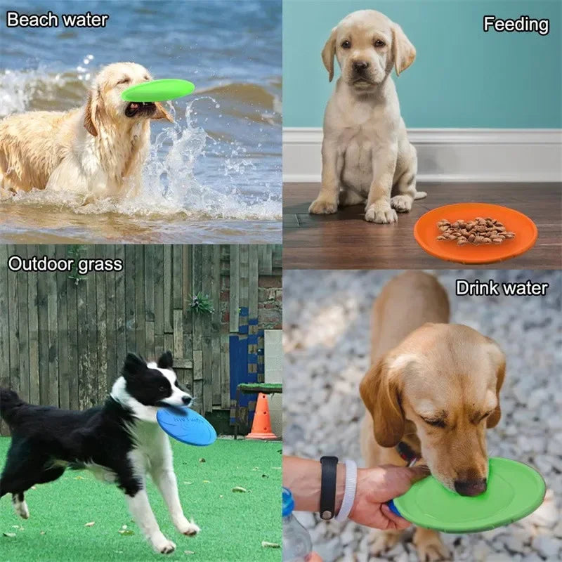 Silicone Dog Frisbee Flying Disc Interactive Toy For Pets