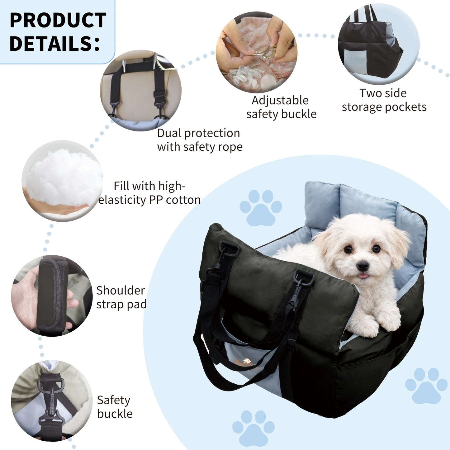 Dog Car Seat Travel Bed And Carrier For Small Dogs