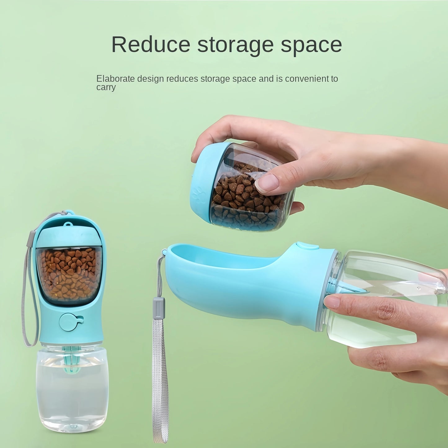 Dog Cat Portable Water Bottle With Storage And Food Container