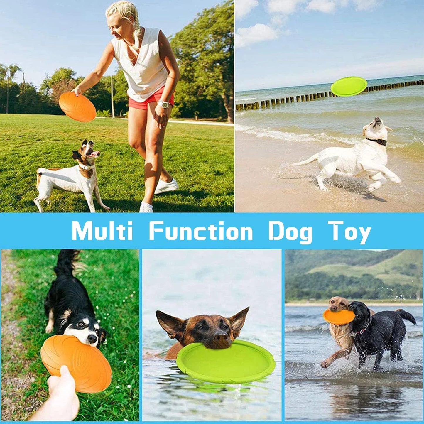 Silicone Dog Frisbee Flying Disc Interactive Toy For Pets