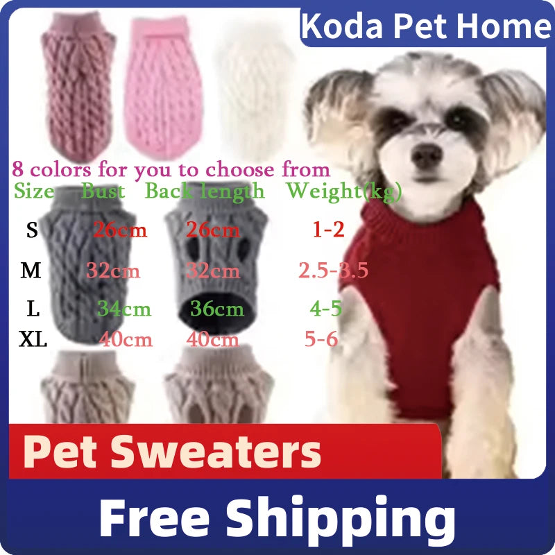 NONECN Pet Dog Sweater Autumn Winter Knit Warm Comfort Clothing