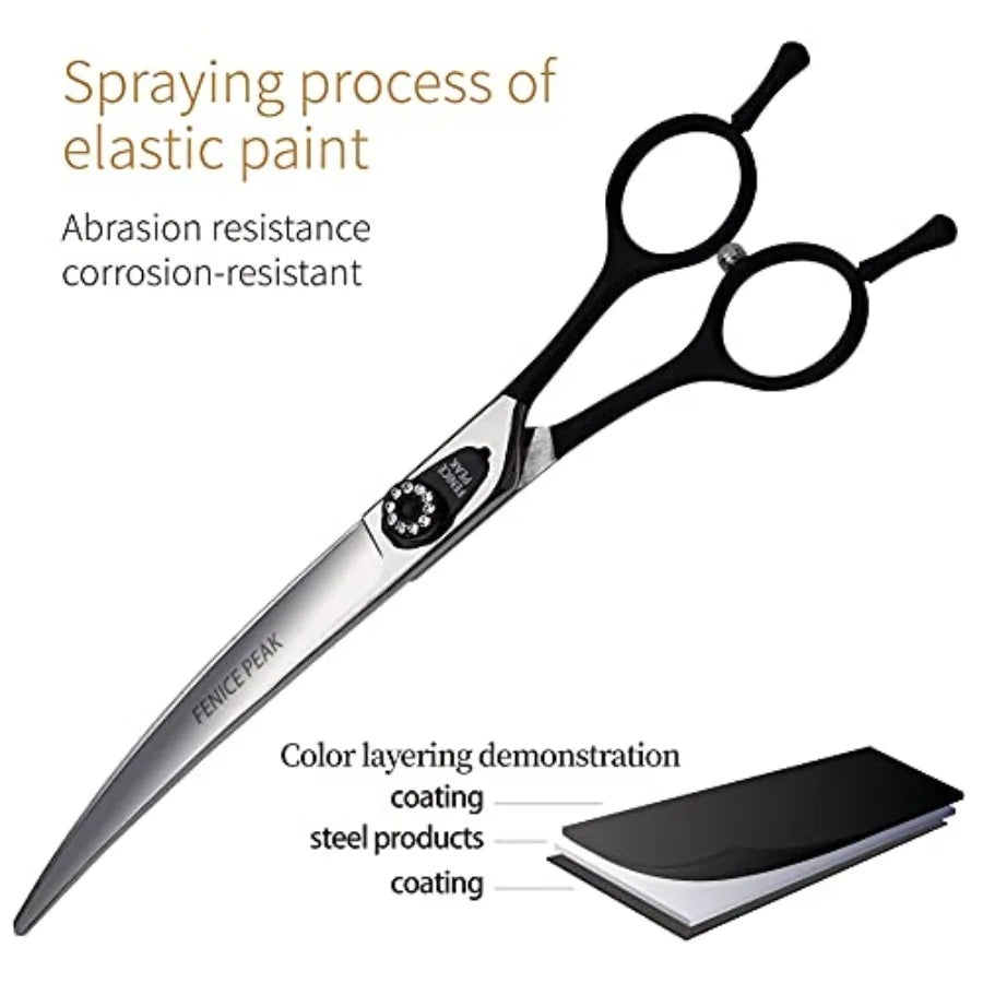 Professional Dog Grooming Scissors Japanese 440C Stainless Steel Curved
