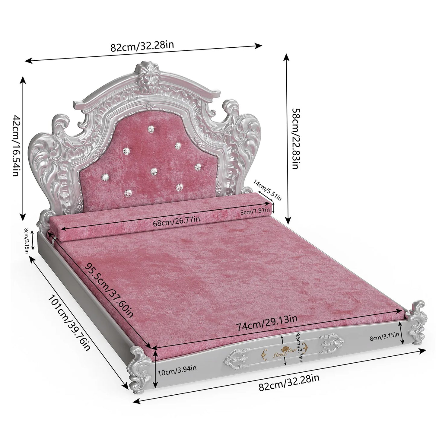 Bingopaw Luxury Dutch Velvet Pet Bed With Headboard For Medium And Large Dogs