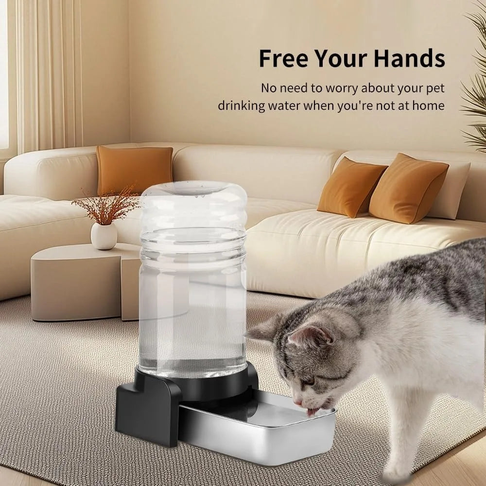 Automatic Gravity Cat Water Dispenser Stainless Steel Large Capacity 5.7 Liters
