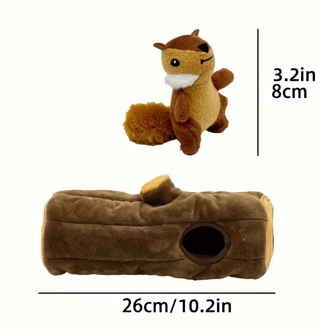 Interactive Plush Squirrel Dog Toy Hide and Seek Medium Dogs