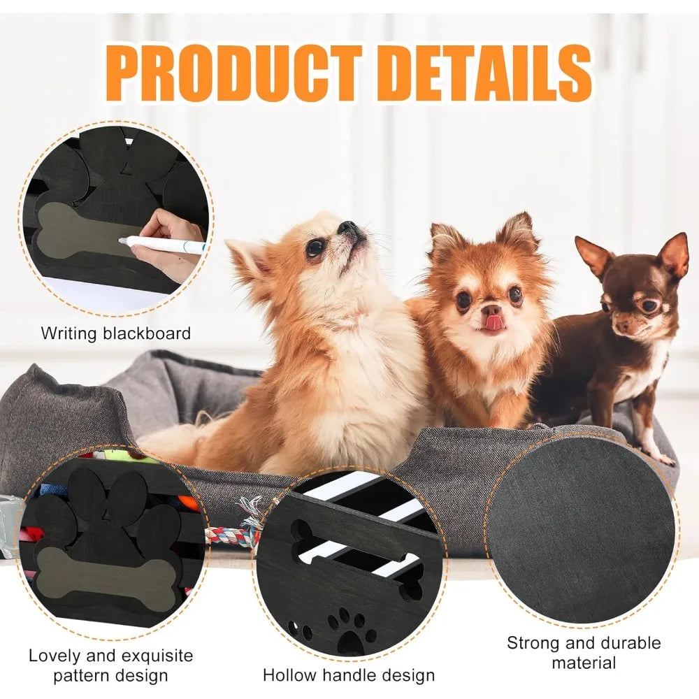 Dog Toy Basket Organizer Box With Handles And Paw Print