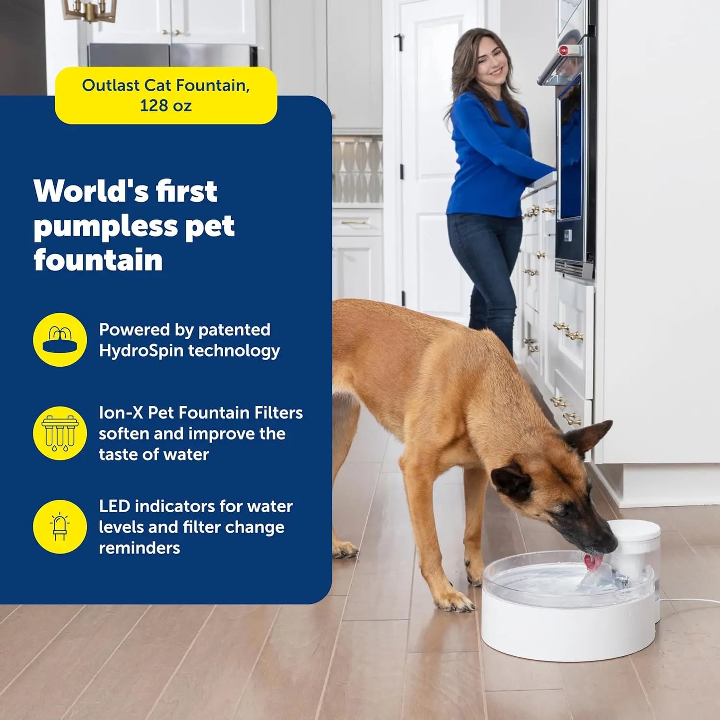 Cat Fountain Pump Free HydroSpin Tech Dishwasher Safe