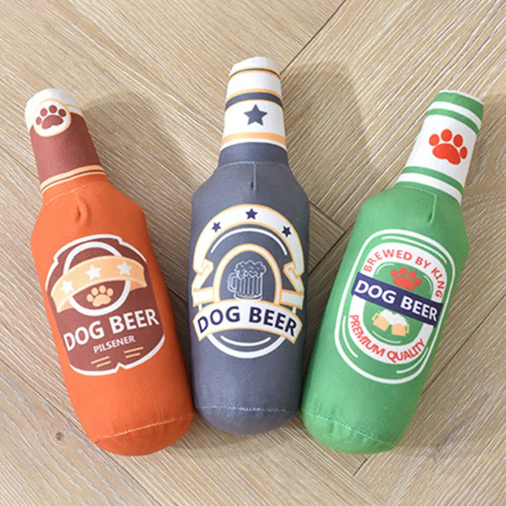 Hosporth Beer Bottle Plush Squeaky Dog Toy