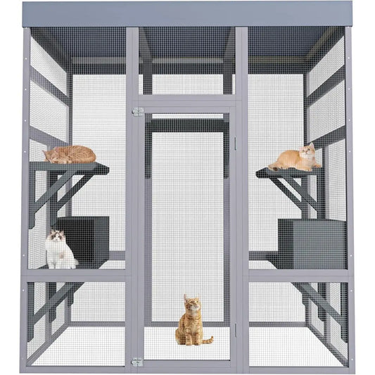 Closure Metal Catio Outdoor Cat Enclosure With Roof And Platforms