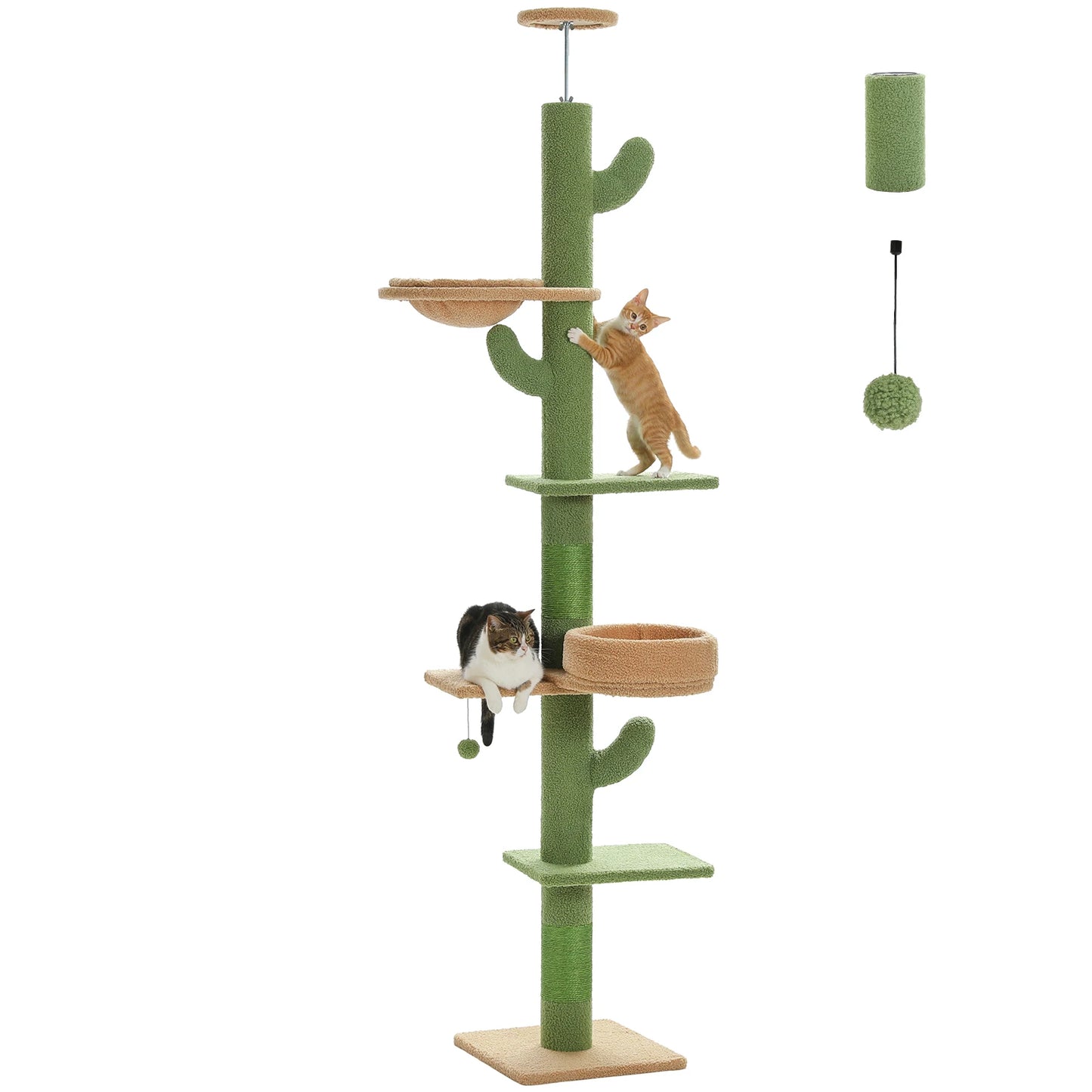 PEQULTICN Adjustable Height Cactus Cat Tree Floor To Ceiling