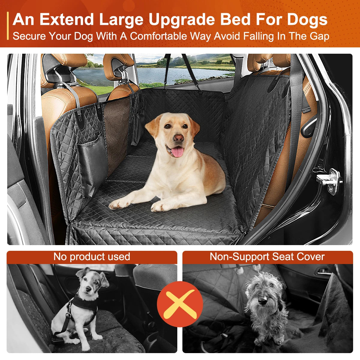 PETRAVEL Dog Car Back Seat Extender Cover Hammock Waterproof Protector