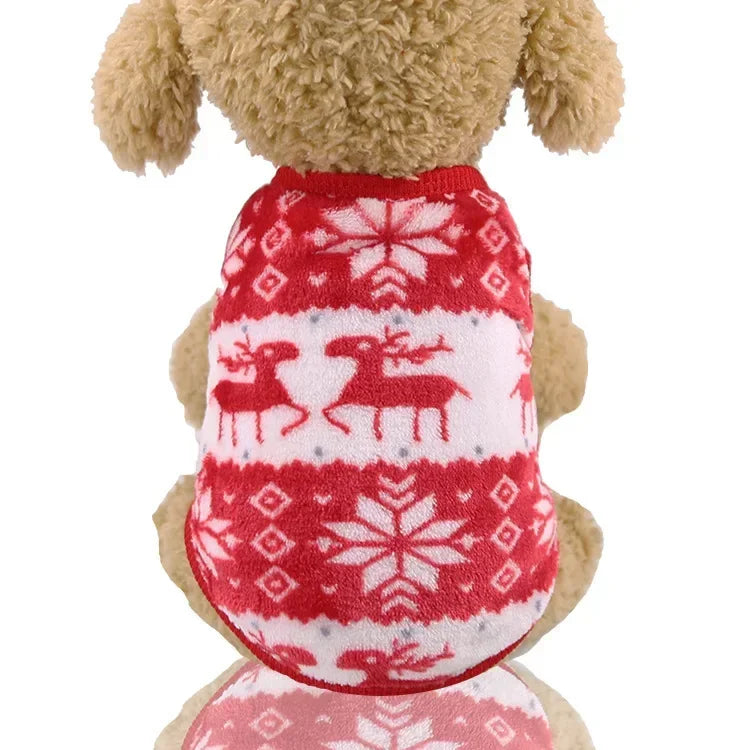 Winter Santa Dog Coat Hoodies Elk Print For Small Dogs