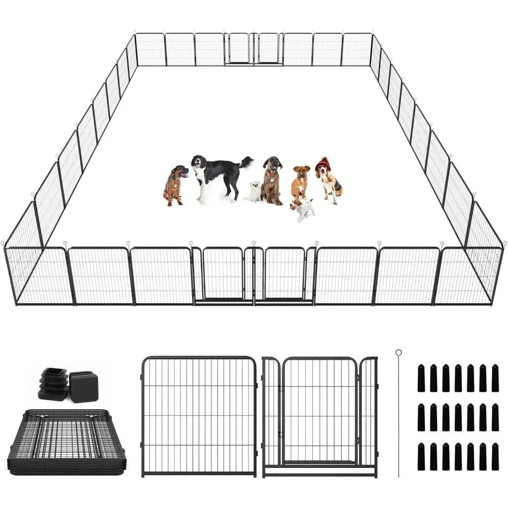Dog Playpen Outdoor Extra Wide Rust Resistant Portable With Gates