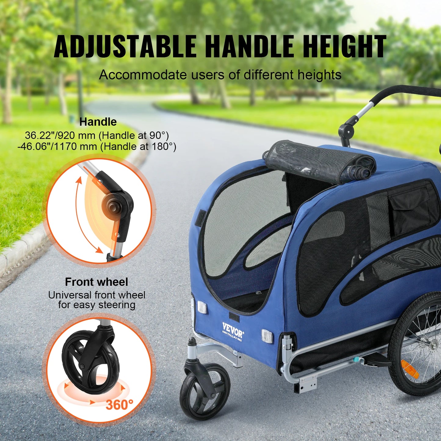 SucceBuy Dog Bike Trailer 2in1 Pet Stroller Carrier