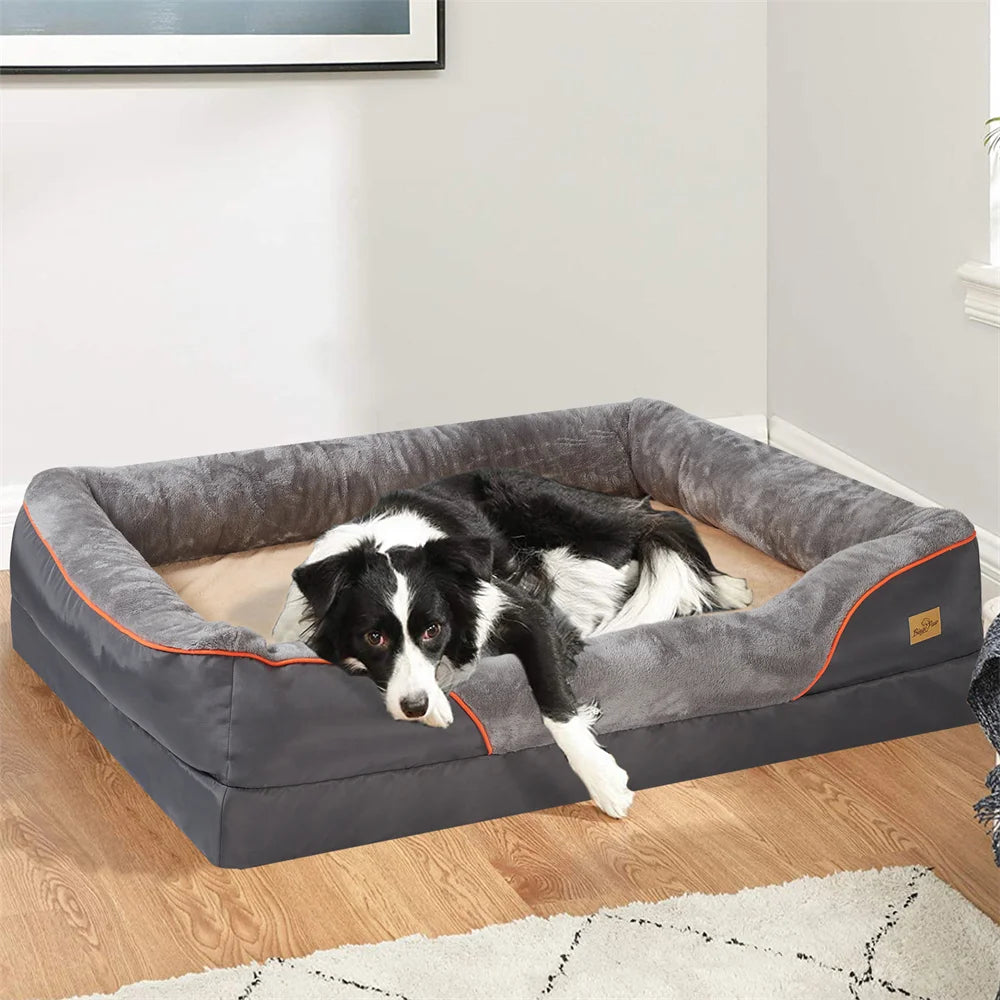 BORWARTC Orthopedic Memory Foam Waterproof Dog Bed With Removable Cover