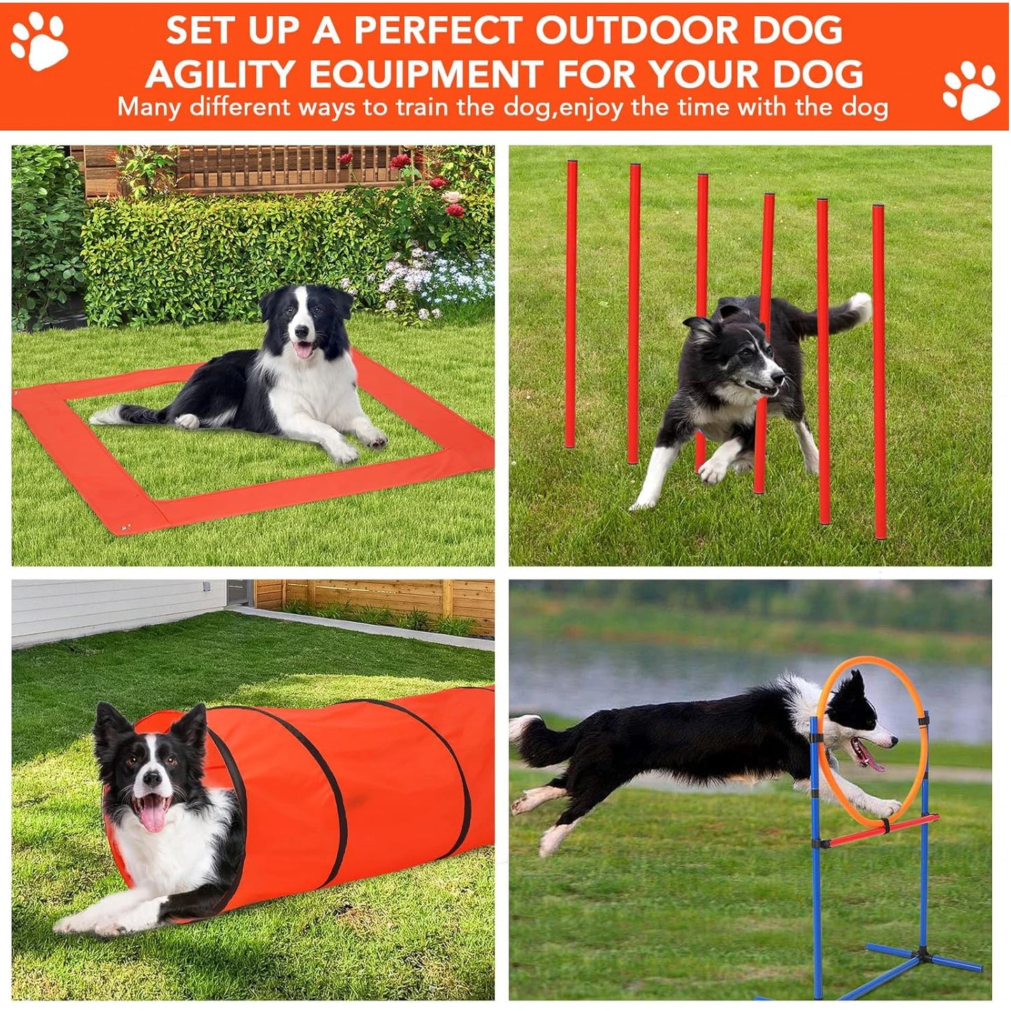 HiMISS 87 Piece Dog Agility Training Equipment Kit Obstacle Course