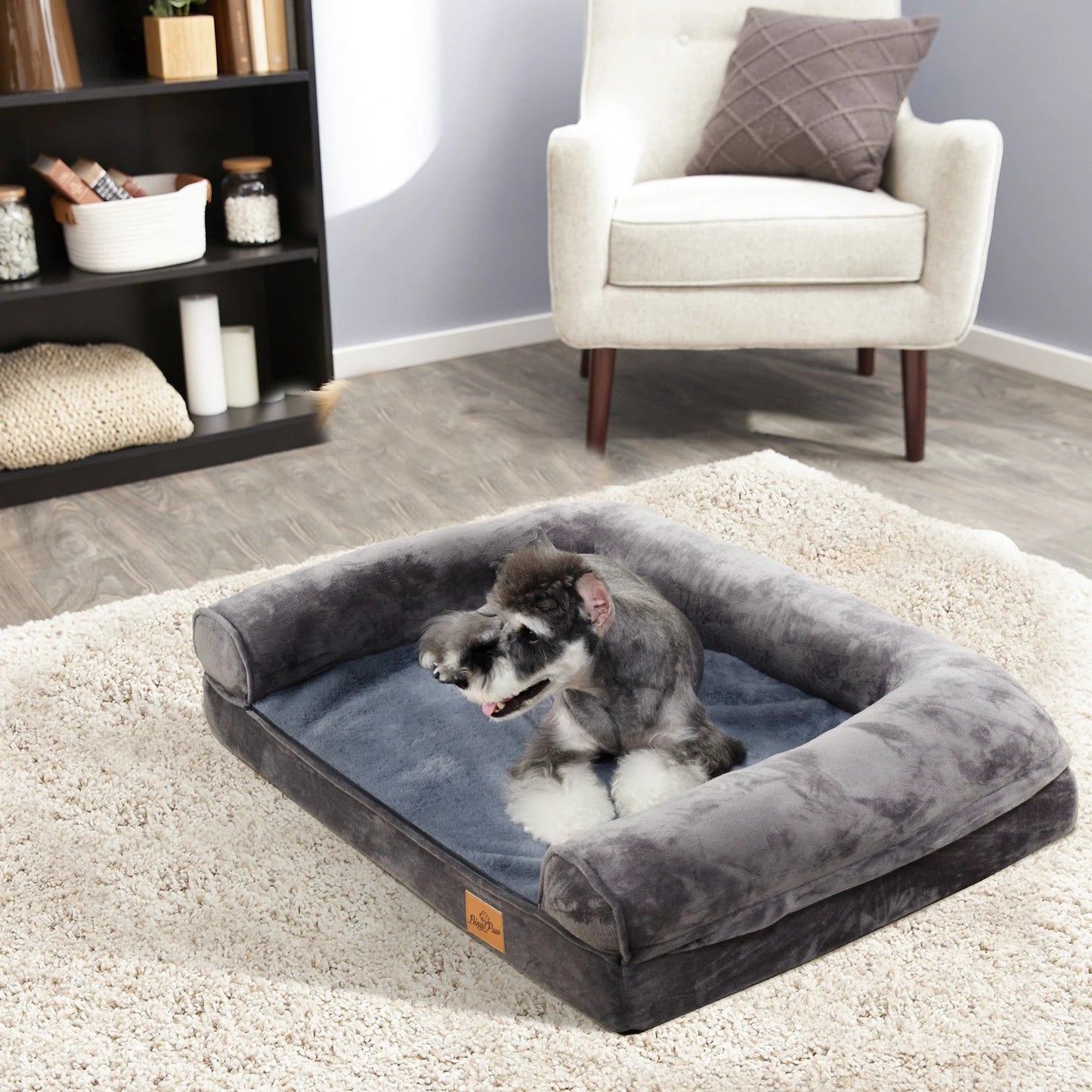 Guangdong Cozy Sofa Dog Bed With Waterproof Cover And Bolster