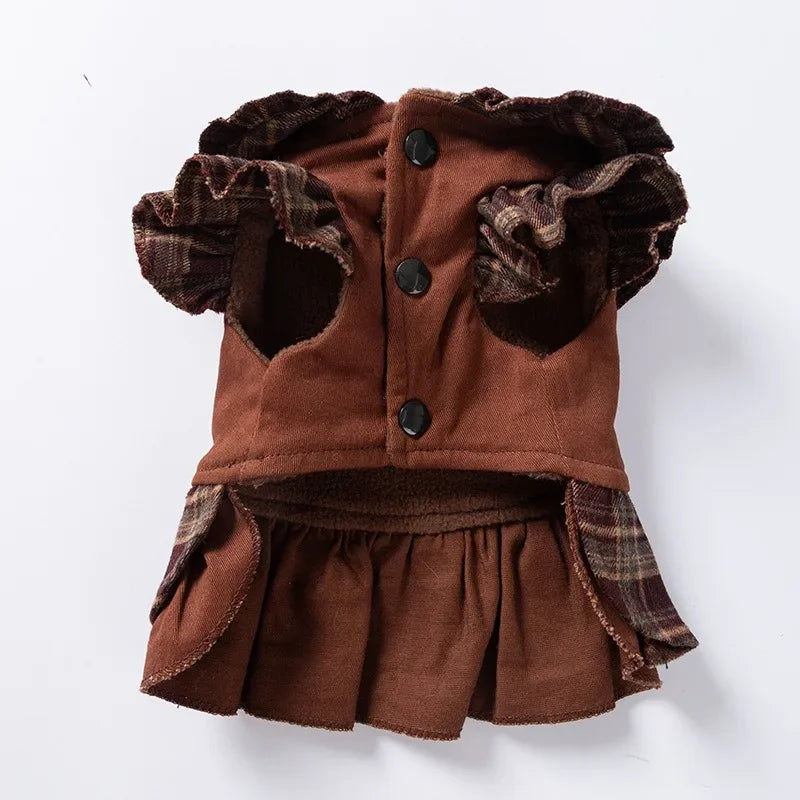 GuTing Plaid Punk Style Dog Dress For Small Pets Autumn