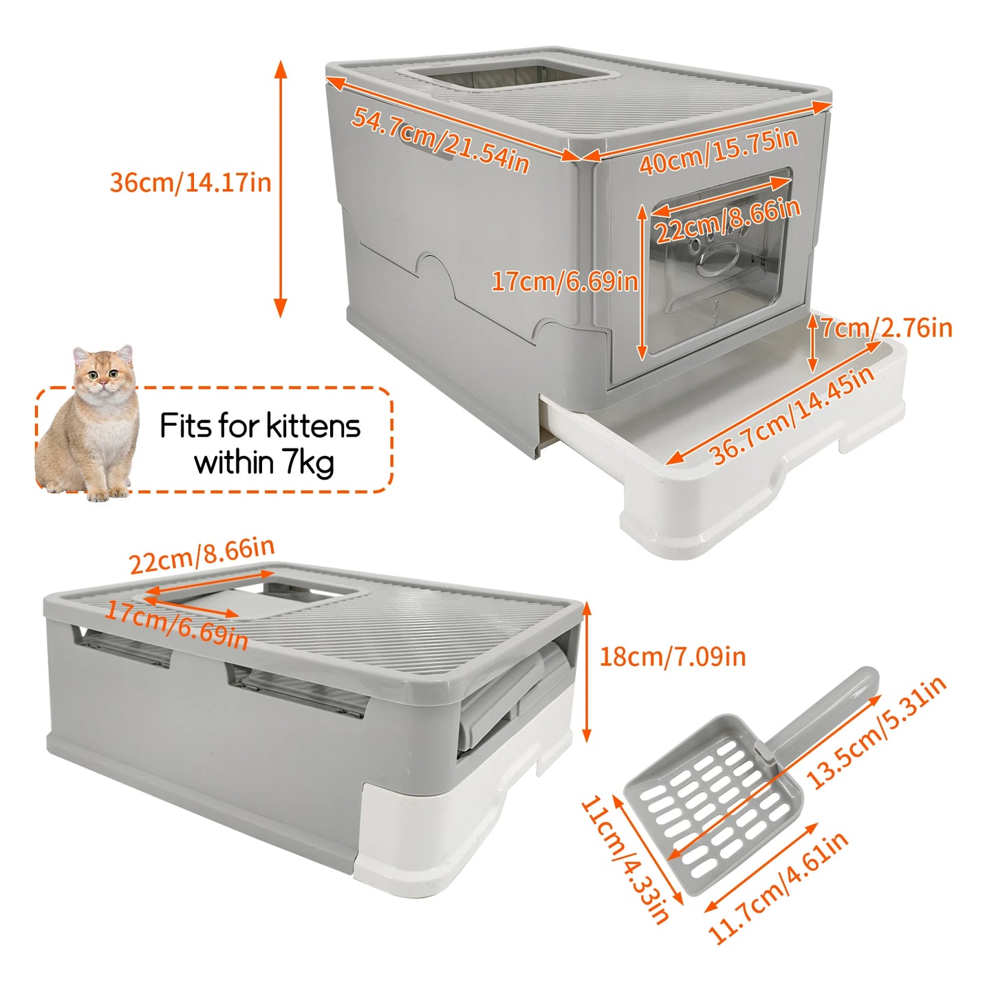 Feature 4-Style Cat Litter Box With Lid Enclosed High Sided