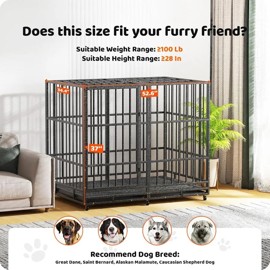 High-Concerned Indestructible Dog Crate With Removable Trays