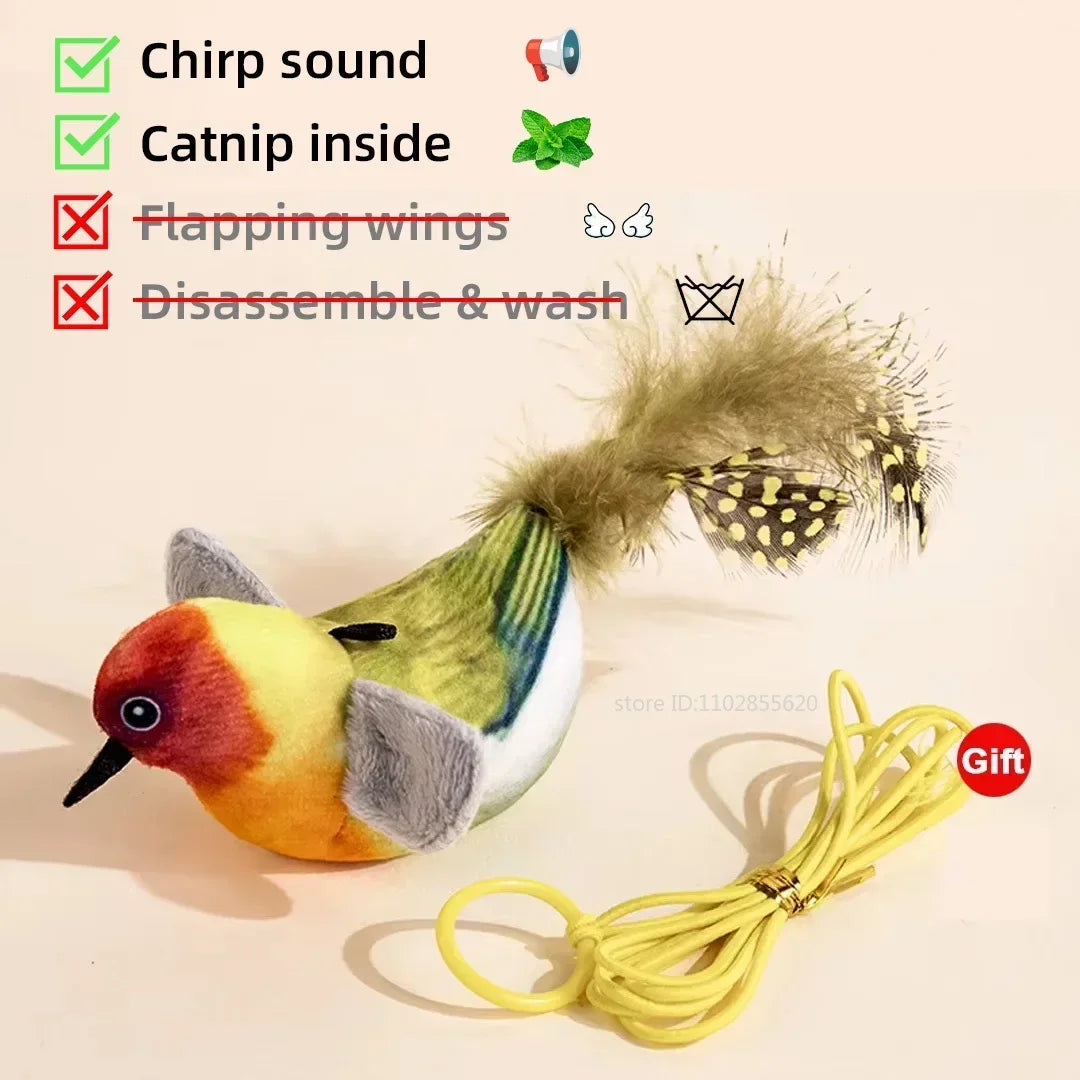 Bird Shaped Interactive Cat Toy Rechargeable Chirping Flapping Plush