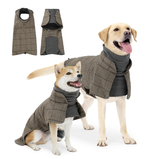 British Style Dog Waterproof Windproof Winter Coat Plaid