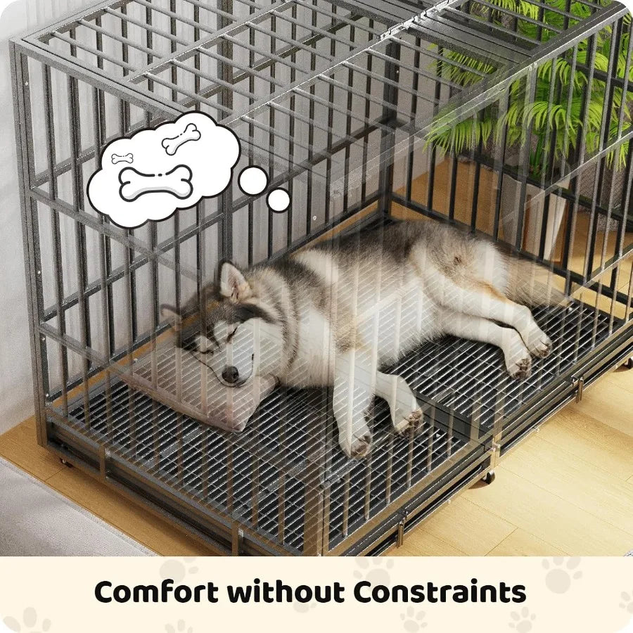 High-Concerned Indestructible Dog Crate With Removable Trays