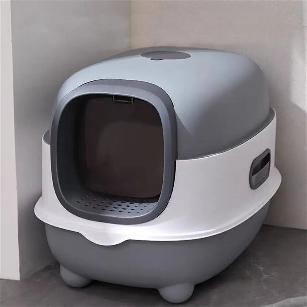 Feature Hooded Cat Litter Box With Front Entry and Scoop