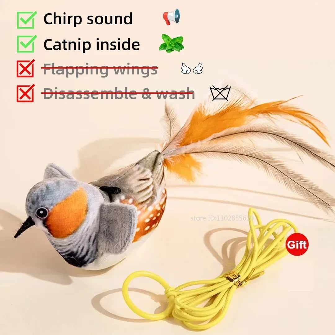 Bird Shaped Interactive Cat Toy Rechargeable Chirping Flapping Plush