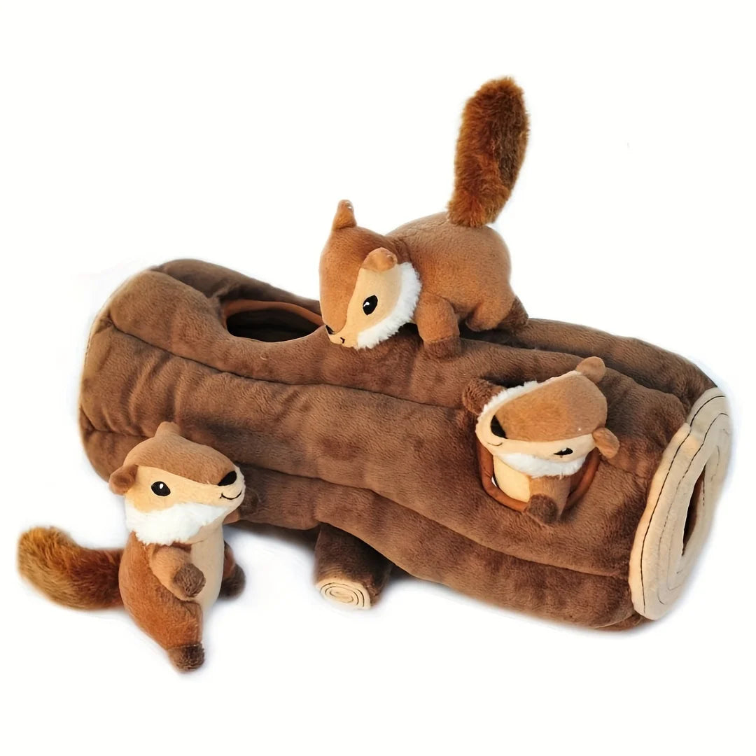 Interactive Plush Squirrel Dog Toy Hide and Seek Medium Dogs