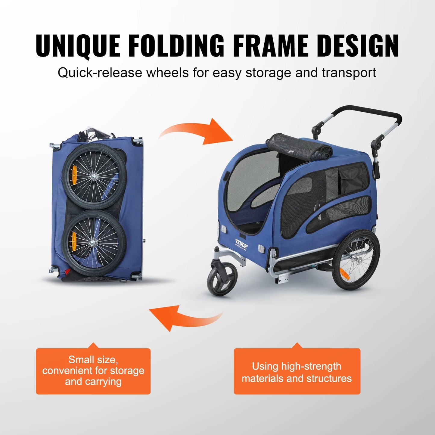SucceBuy Dog Bike Trailer 2in1 Pet Stroller Carrier