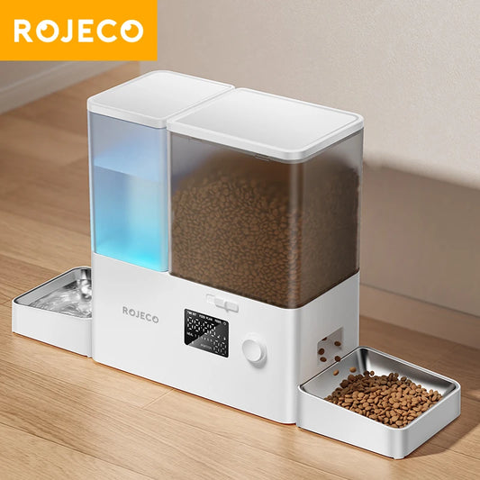 ROJECO 2In1 Automatic Pet Feeder And Water Fountain With Drinker