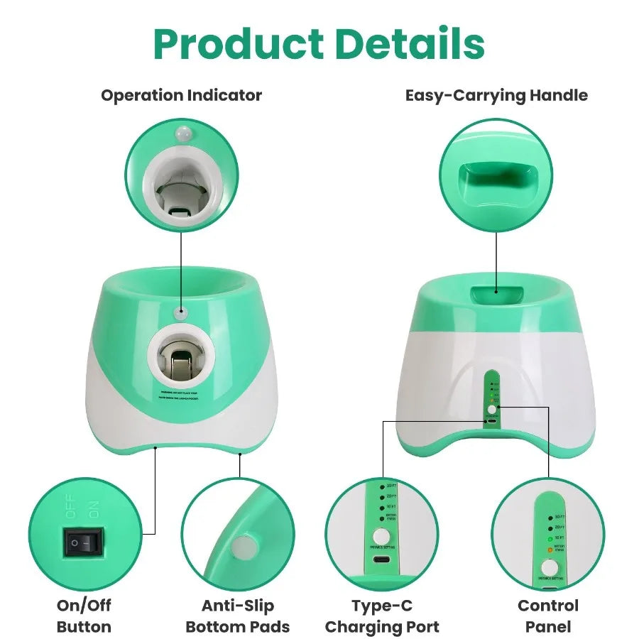 Automatic Dog Ball Launcher With 6 Tennis Balls For Fetch
