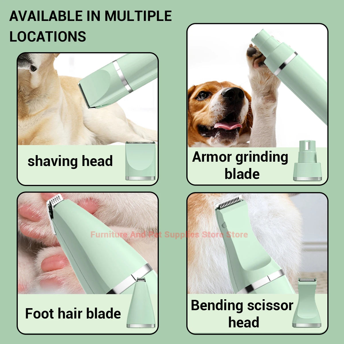 Professional 4-In-1 USB Rechargeable Pet Grooming Tool Set