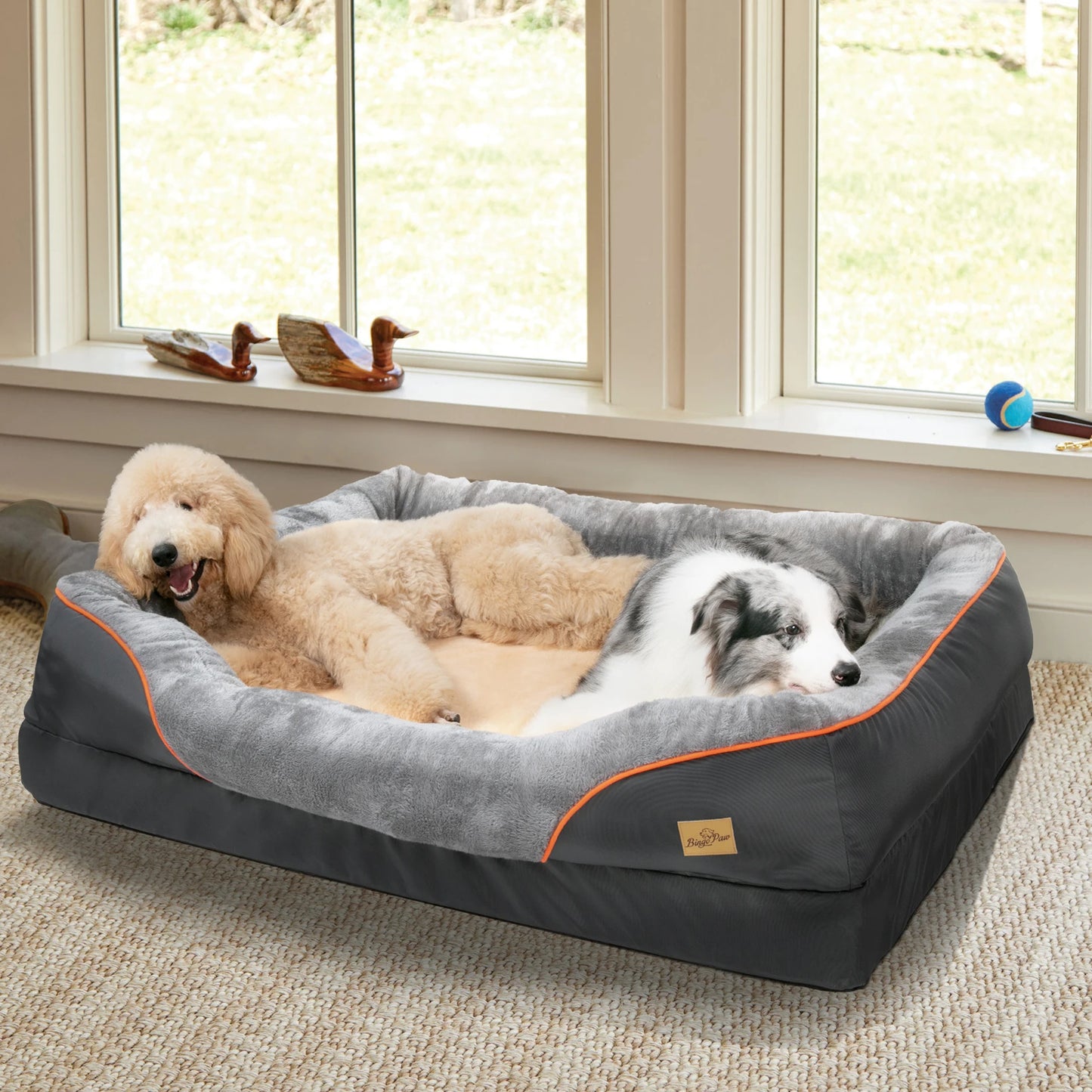 BINGOPAW Dog Bed With Removable Washable Cover Anti Allergy Waterproof