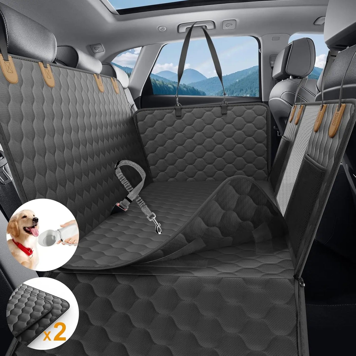 Wedyvko Waterproof Foldable Dog Car Seat Hammock For Back Seat