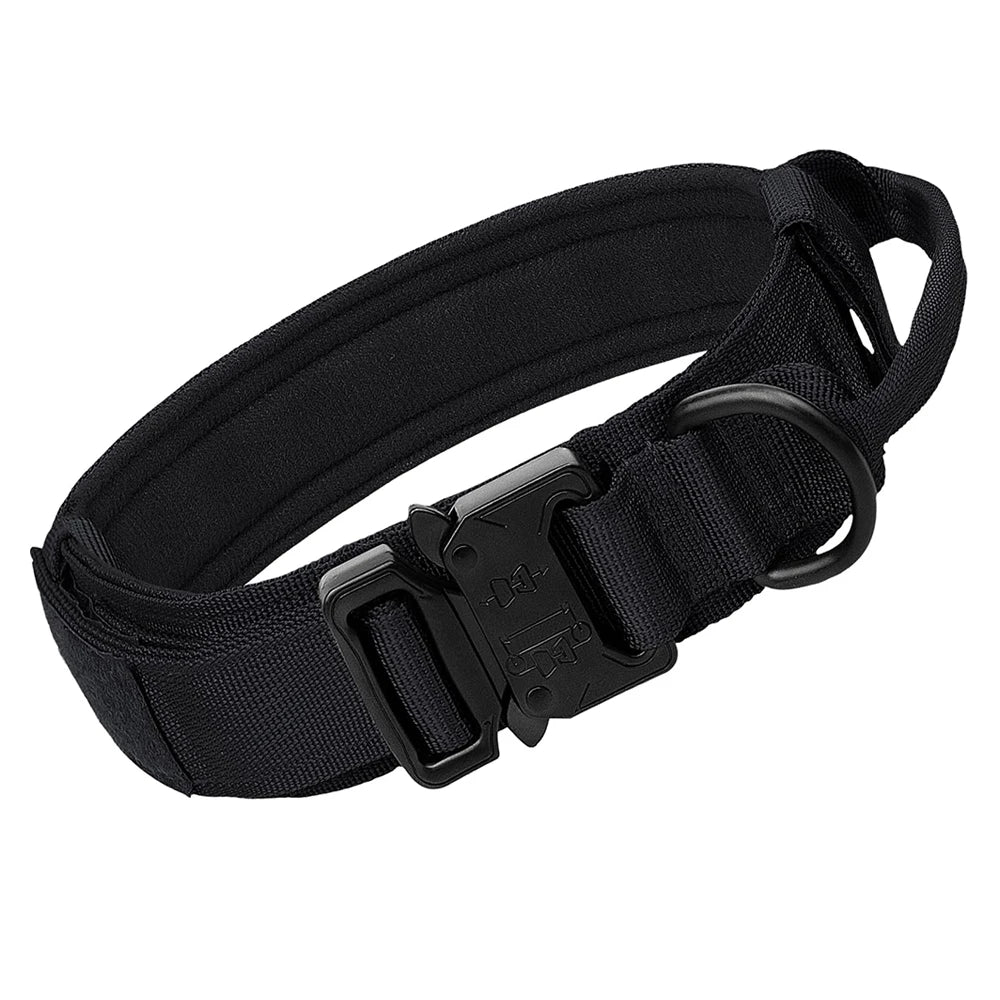 Heavy Duty Tactical Dog Collar With Handle Nylon Training