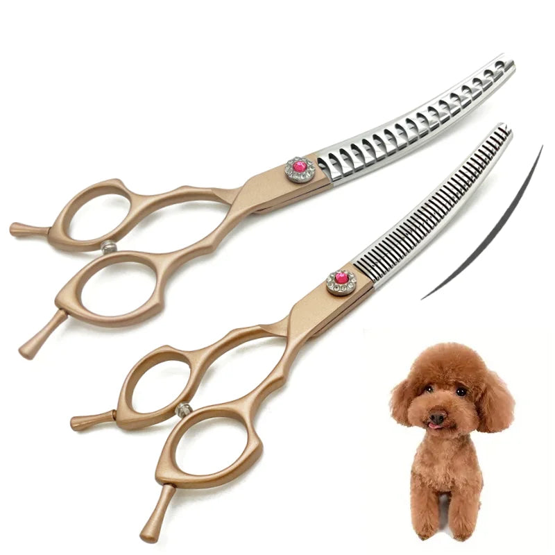Wingsbro Professional Curved Thinning Dog Grooming Scissors