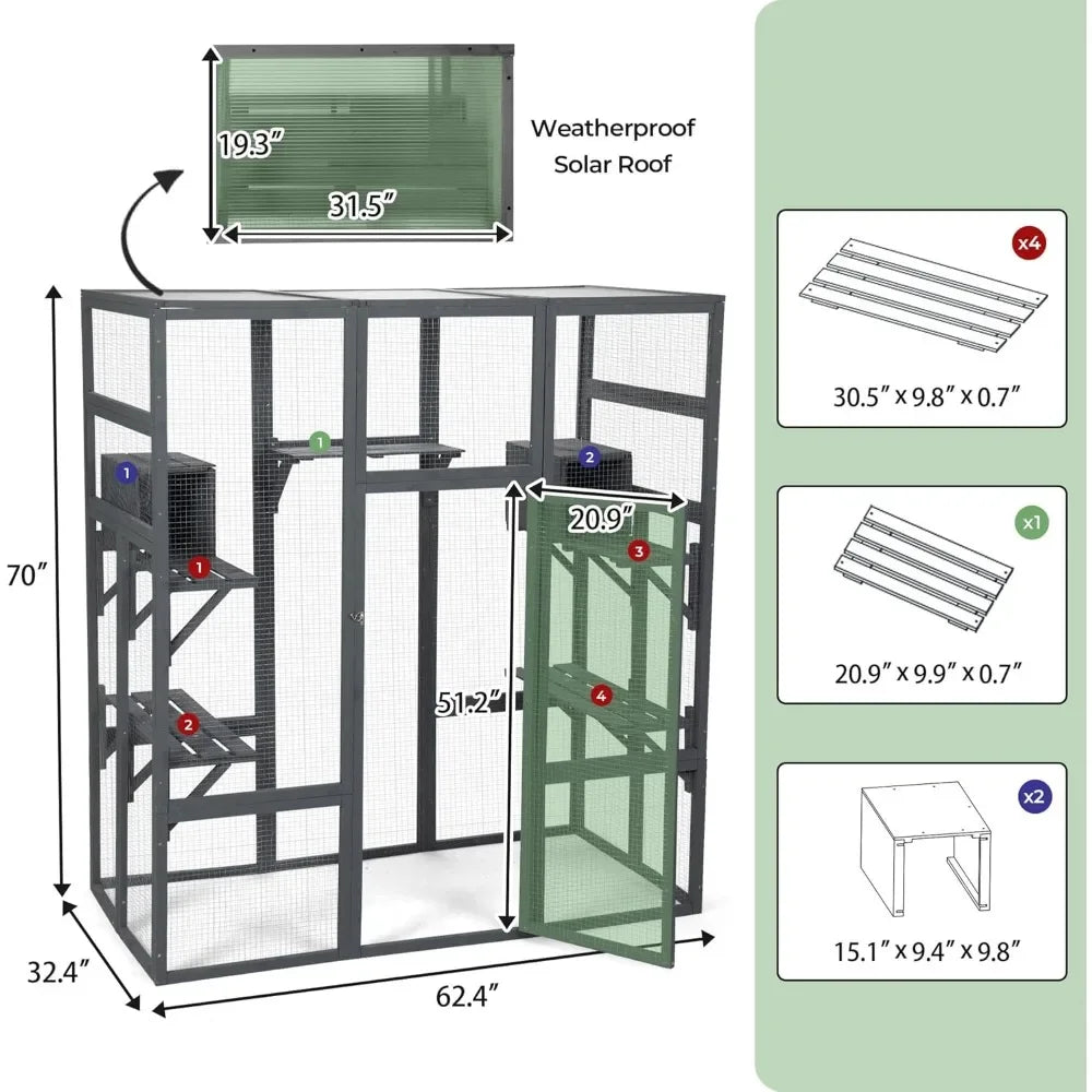 Closure Outdoor Cat Enclosure Catio With Waterproof Roof Iron